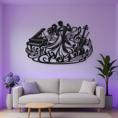Vue alternative de Dancing Couple Music Metal Wall Art | Romantic Couple Decor