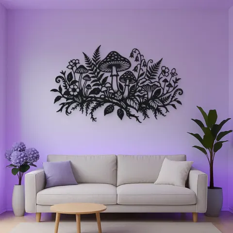 Mushroom Woodland Garden Metal Wall Art | Botanical Metal Wall Decor alternative Ansicht