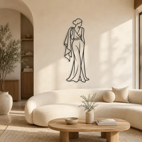 Décoration murale en métal Pose de Drapé sur Épaule | Décor mural Figure Féminine
