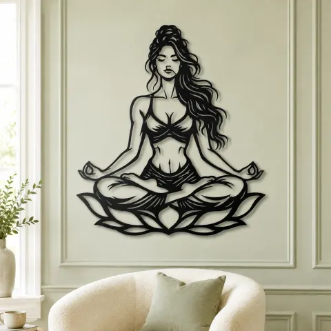 Vue alternative de Lotus Meditation Metal Wall Art | Movement Silhouette Decor