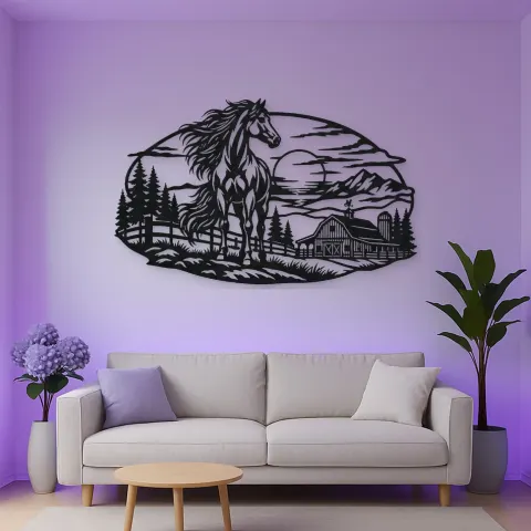 Horse Barn Horizon Metal Wall Art | Equestrian Wall Decor alternative Ansicht