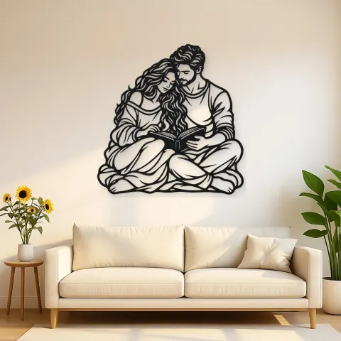 Reading Together Metal Wall Art | Cozy Home Metal Decor