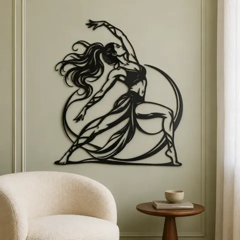 Vue alternative de Warrior Flow Metal Wall Art | Movement Silhouette Decor
