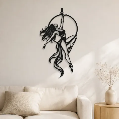 Aerial Hoop Muse Metal Wall Art | Movement Silhouette Decor