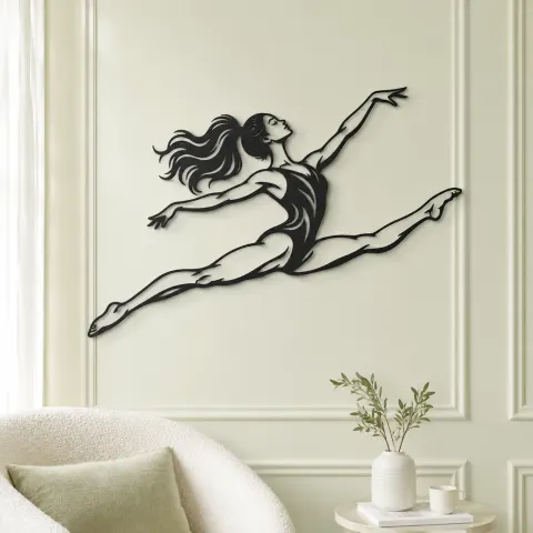 Vue alternative de Gymnastics Split Leap Metal Wall Art | Movement Silhouette Decor