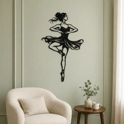 Vue alternative de Ballet Pirouette Metal Wall Art | Movement Silhouette Decor