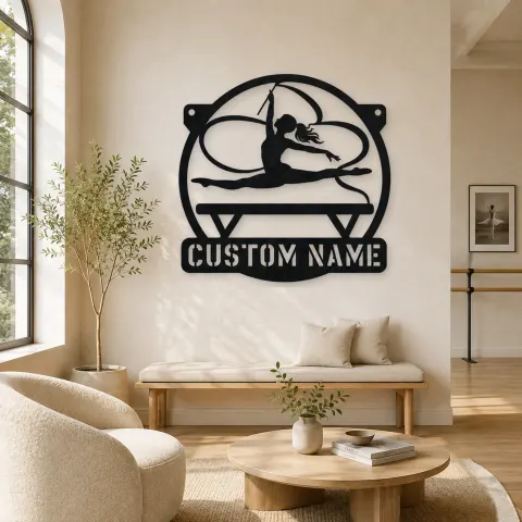 Décoration murale en métal personnalisée gymnaste rythmique avec ruban