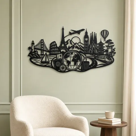 Vue alternative de Passport Journey Symbol Metal Wall Art | Travel and City Wall Decor
