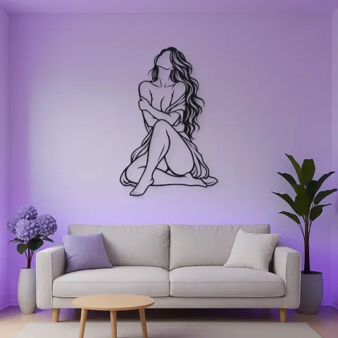 Vue alternative de Quiet Self Love Metal Wall Art | Minimalist Woman Line Art