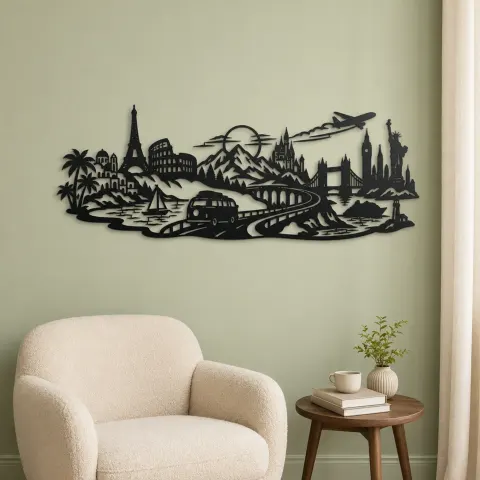 Vue alternative de Road Trip Horizon Metal Wall Art | Travel and City Wall Decor