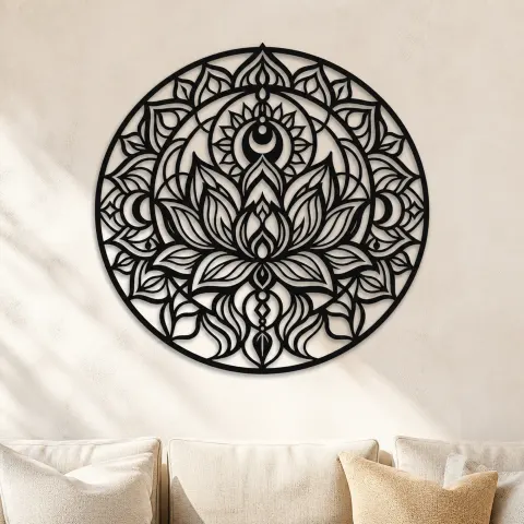 Lotus Mandala Metal Wall Art | Botanical Metal Wall Decor
