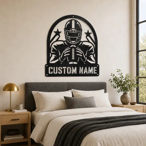 Vue alternative de Décoration murale en métal personnalisée - Joueur de football étoiles montantes