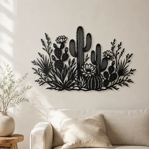 Cactus Desert Garden Metal Wall Art | Botanical Metal Wall Decor