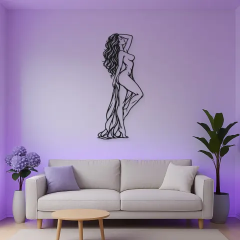 Vue alternative de Confident Side Profile Metal Wall Art | Minimalist Woman Line Art