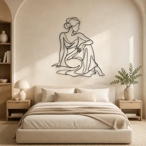 Vue alternative de Décoration murale en métal "Femme Assise Élégante" | Décor de Figure de Mode