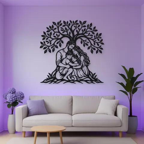 Vista alternativa de Family Tree Embrace Metal Wall Art | Family Silhouette Decor