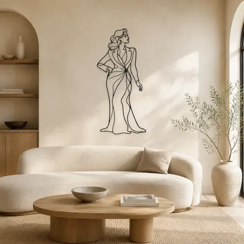 Décoration murale en métal "Pose Glamour Classique" | Décor mural de figure de mode