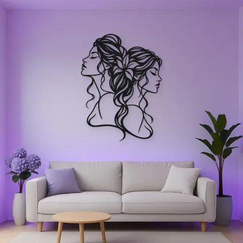 Vista alternativa de Two Faces One Line Metal Wall Art | Romantic Couple Decor