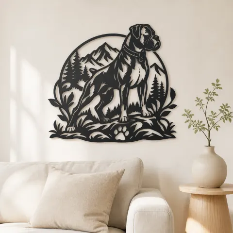 Boxer Strong Profile Metal Wall Art | Pet Lover Silhouette Decor