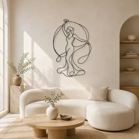 Femme avec ruban en soie | Décoration murale en métal