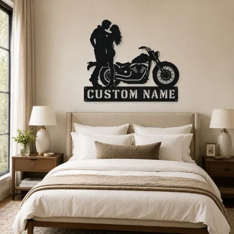 Vue alternative de Décoration murale en métal personnalisée Romance Chopper avec Cœur