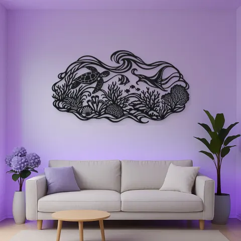 Vue alternative de Coral Reef Rhythm Metal Wall Art | Coastal and Nautical Wall Decor
