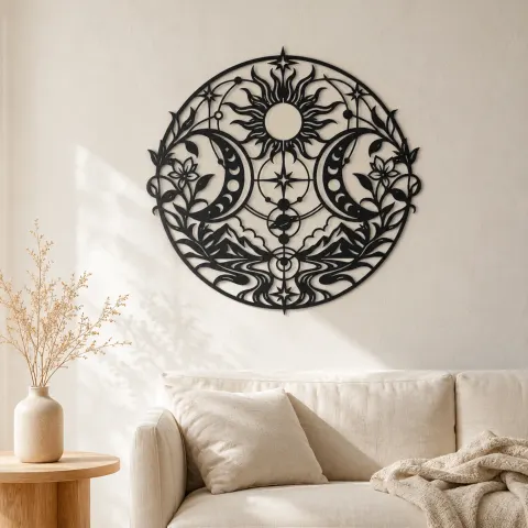 Twin Crescent Balance Metal Wall Art | Modern Abstract Metal Decor