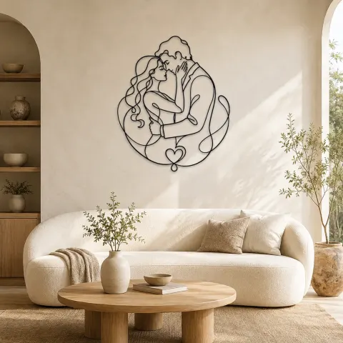 Décoration murale en métal "Amoureux se tenant le visage" | Décor romantique pour couple