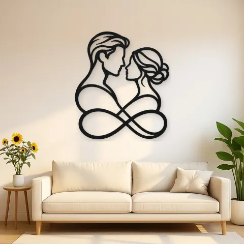 Intertwined Profiles Metal Wall Art | Romantic Couple Decor