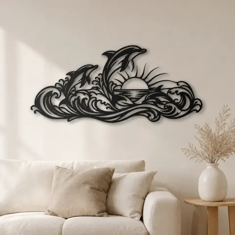 Dolphin Wave Dance Metal Wall Art | Coastal and Nautical Wall Decor