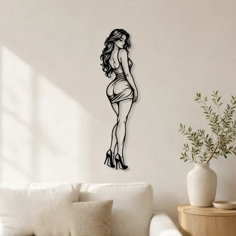 Body Line Twist Metal Wall Art | Minimalist Woman Line Art