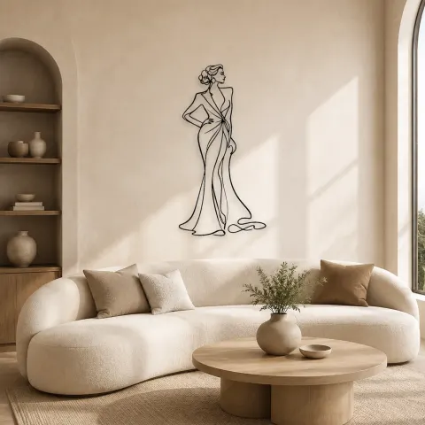Décoration murale en métal "Profil de robe de soirée" | Décor mural figure de mode