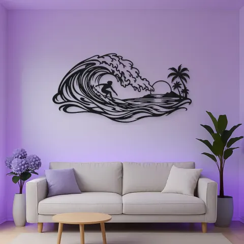 Surfer on the Curl Metal Wall Art | Coastal and Nautical Wall Decor alternative Ansicht
