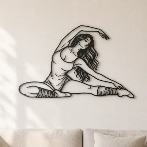 Floor Stretch Muse Metal Wall Art | Movement Silhouette Decor