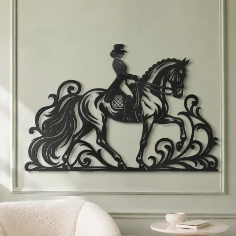 Vue alternative de Dressage Elegance Metal Wall Art | Equestrian Wall Decor