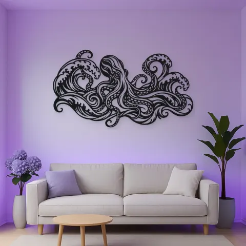 Octopus Flow Metal Wall Art | Coastal and Nautical Wall Decor alternative Ansicht