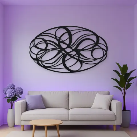 Vue alternative de Woven Oval Network Metal Wall Art | Modern Abstract Metal Decor