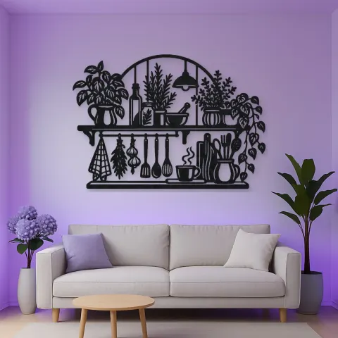 Kitchen Herb Shelf Metal Wall Art | Cozy Home Metal Decor alternative Ansicht