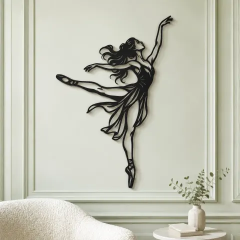 Vue alternative de Graceful Arabesque Metal Wall Art | Movement Silhouette Decor