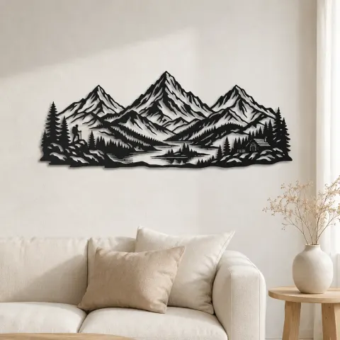 Three Peak Horizon Metal Wall Art | Nature Silhouette Decor