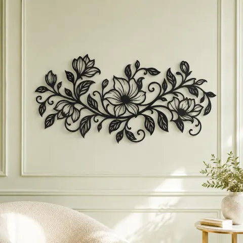 Vue alternative de Endless Floral Vine Metal Wall Art | Botanical Metal Wall Decor