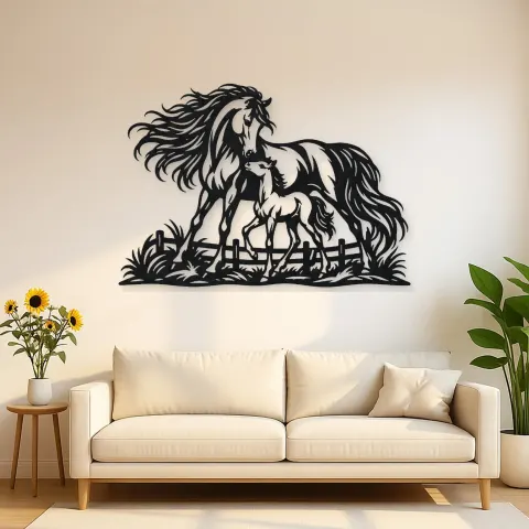 Mare and Foal Metal Wall Art | Equestrian Wall Decor