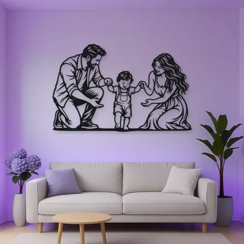 Baby First Steps Metal Wall Art | Family Silhouette Decor alternative Ansicht