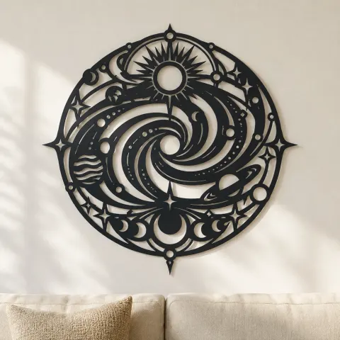 Galaxy Spiral Emblem Metal Wall Art | Celestial Boho Wall Decor