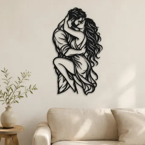 Wrapped in Arms Metal Wall Art | Romantic Couple Decor
