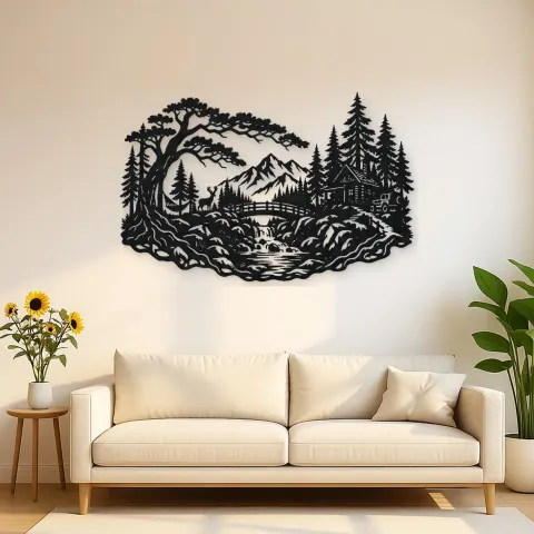 Secret Forest Bridge Metal Wall Art | Travel and City Wall Decor