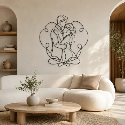 Décoration murale en métal Couple S'embrassant le Front | Décor Romantique