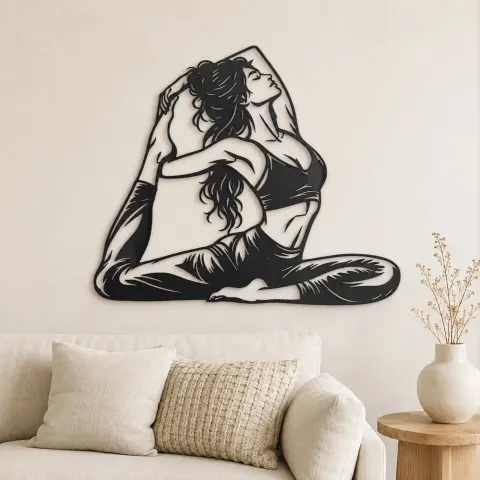 Pigeon Pose Serenity Metal Wall Art | Movement Silhouette Decor