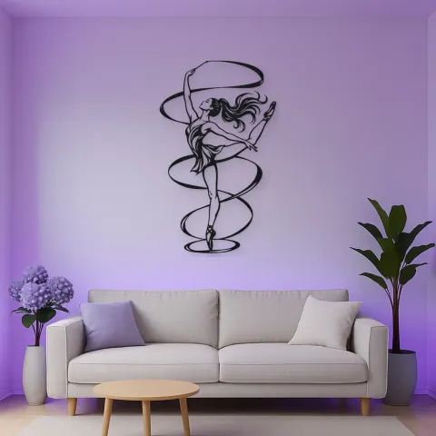 Vue alternative de Ribbon Dancer Metal Wall Art | Movement Silhouette Decor