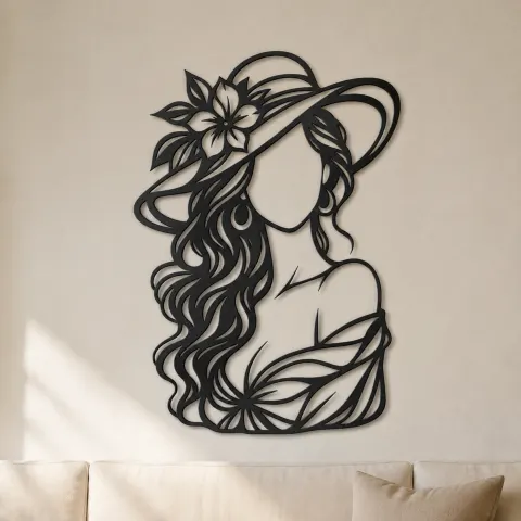 Faceless Fashion Muse Metal Wall Art | Minimalist Woman Line Art